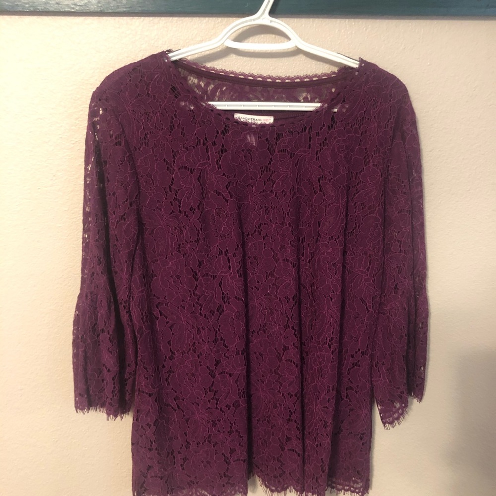 Plum Lace Bell Sleeve Tunic - Picture 2 of 2